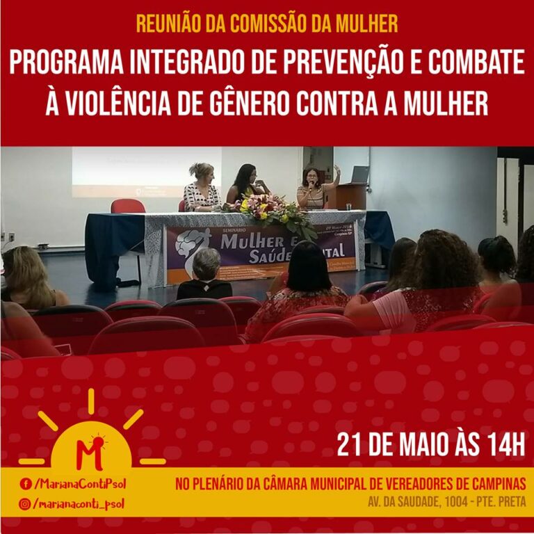 Reunião da Comissão da Mulher, dia 21/6 às 14h