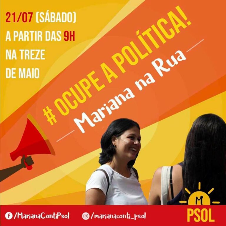 Estaremos na Treze de Maio, dia 21 de julho, sábado.