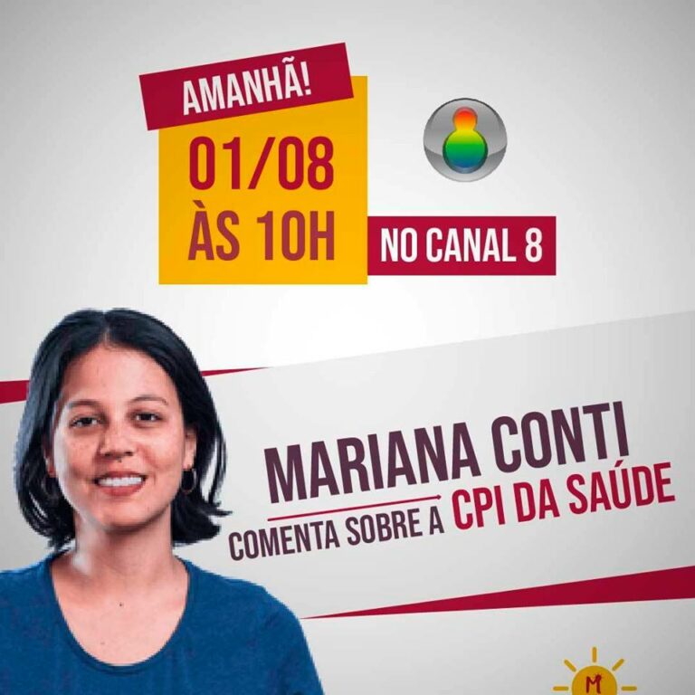 Mariana Conti no Canal 9 comentando sobre a CPI da Saúde