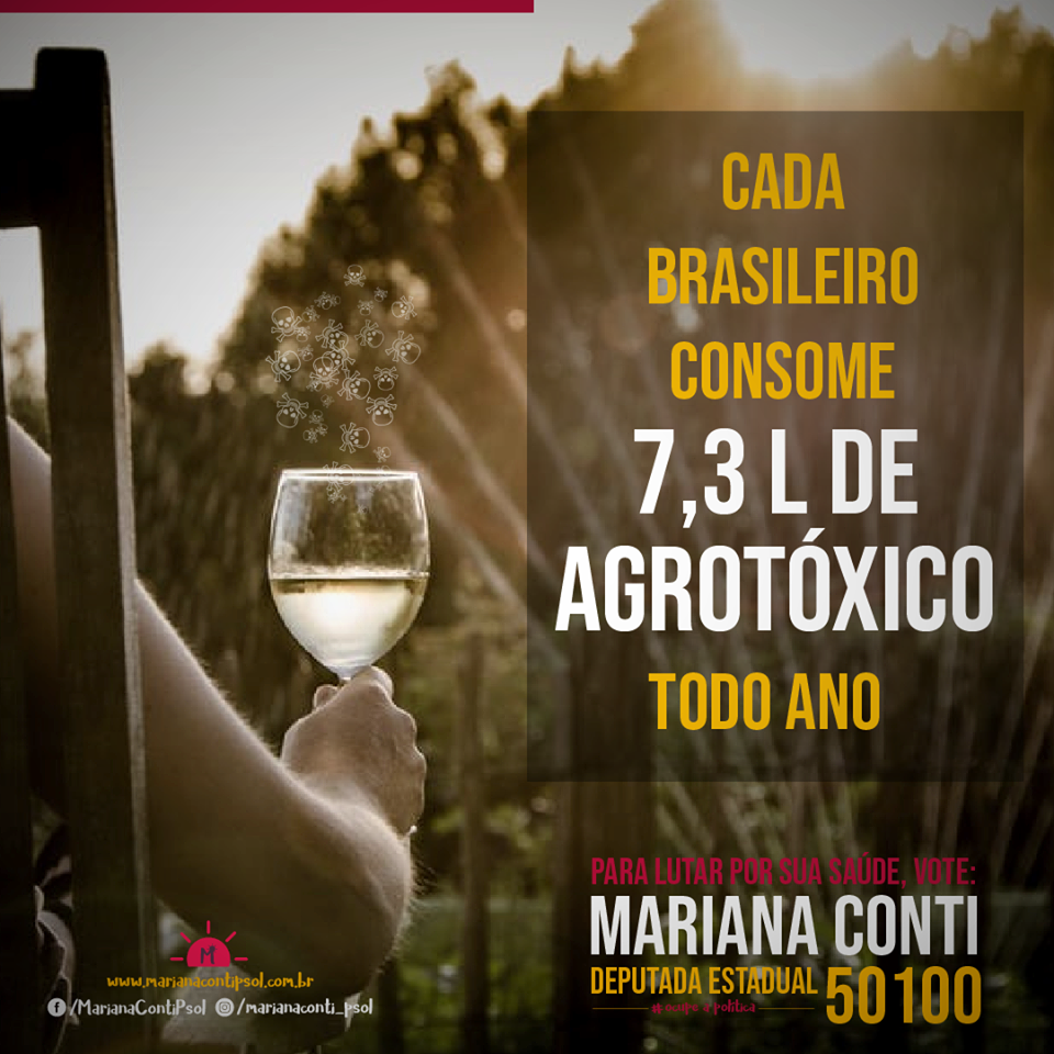 Cada brasileiro consome 7,3 L de agrotóxico por ano!