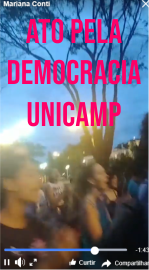 Ato pela democracia com estudantes, funcionários e docentes da Unicamp.