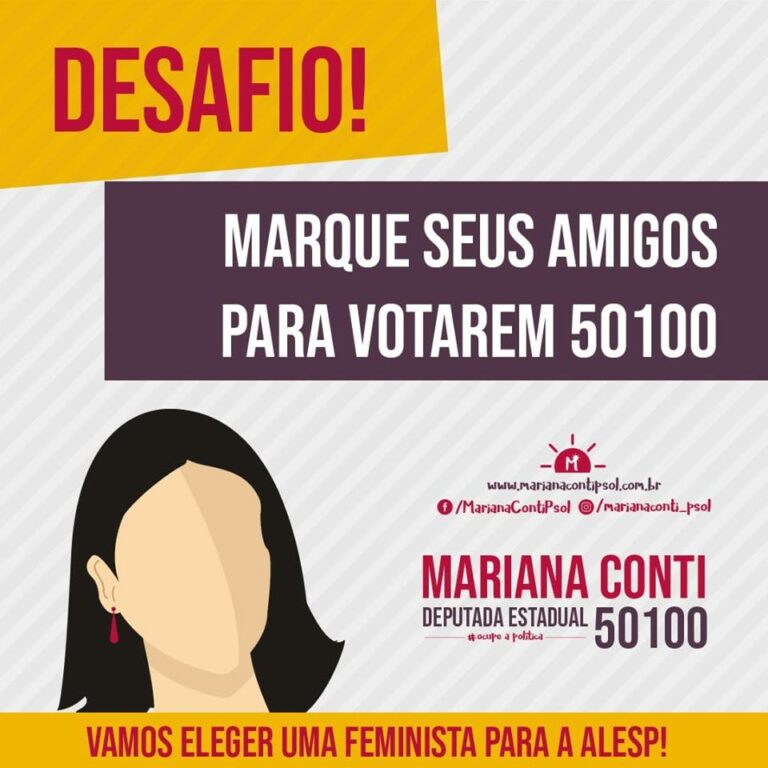 DESAFIO NAS REDES // Desafio lançado para eleger Mariana Conti 50100 deputada estadual.